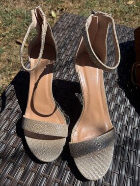 TOP Moda Glitter Ankle-Strap Heels - Gold